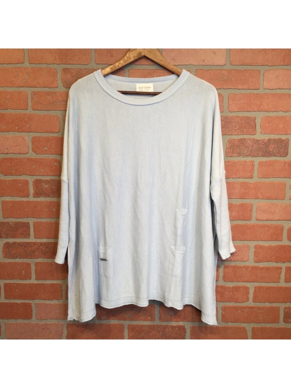 Mer Sea Mersea Catalina Sweater Blue OS Pullover Knit 3/4 Sleeves Lagenlook